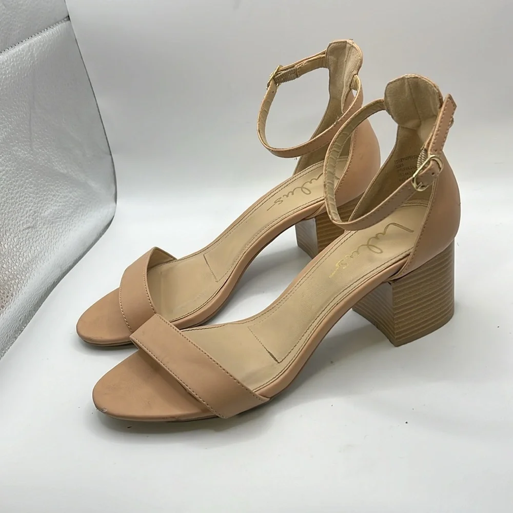 Lulus Harper Stacked Heels Sandals Brown Tan Womens Size 9